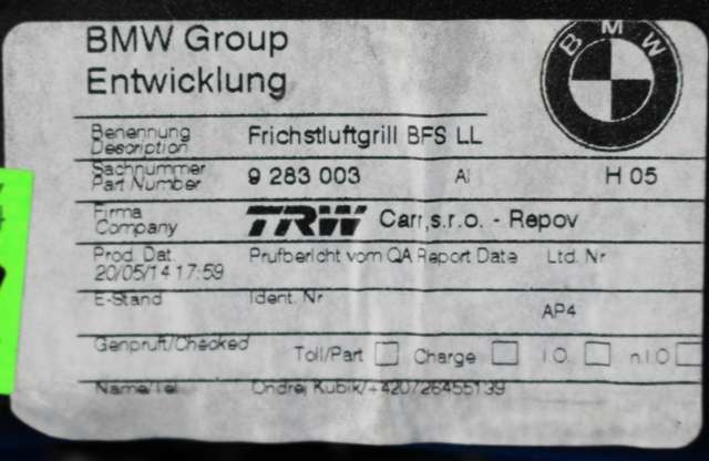 Dashbord friskluftdyse høyre til BMW i3 2013-2022 (BMW|9 283 003|)
