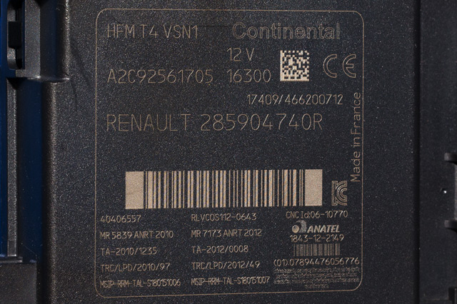 Tenningslås til Renault Clio 2016-2019 (Type IV, Fase 2) (CONTINENT|A2C92561705|2859 04740R|)