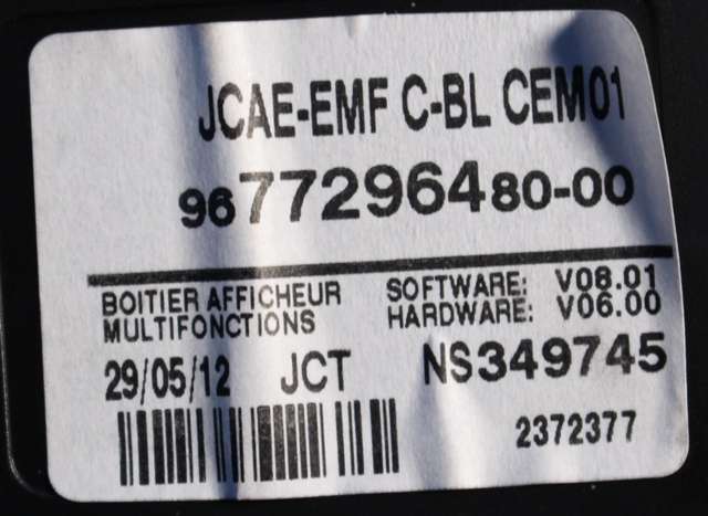 Instrument kjørecomputer til Peugeot 508 2011-2014 (Type I, Fase 1)  (PEUGEOT|96 772964 80|)