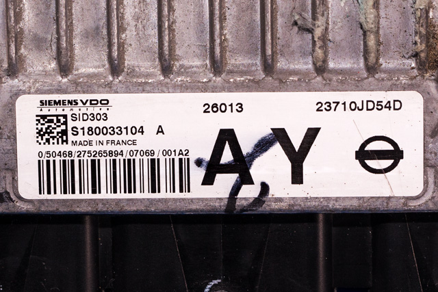Styreenhet motor til Nissan Qashqai 2007-2010 (Type I, Fase 1) (SIEMENS|S180033104 A|23710-JD54D|)