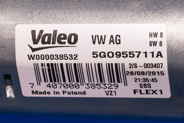 Viskermotor bakrute til VW Passat 2015-2019 (Fase 1) (B8) (B8) (VAG|5G0 955 711 A|)