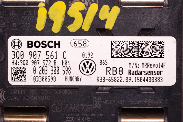 Sensor radar til VW Passat 2015-2019 (Fase 1) (B8) (B8) (BOSCH|0 283 300 598|3Q0 907 561 C|)