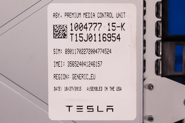 Multimedia display (MCU - Media Controller Unit) til Tesla Model S 2013-2016 (Fase 1)  (TESLA|1004777-15-K|)