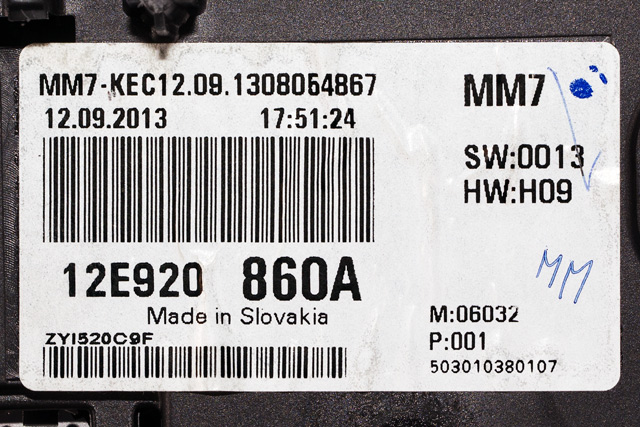 Instrumentpanel til VW E-Up 2013-2019  (VAG|12E 920 860 A|)