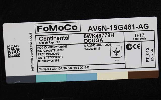 Styreenhet nøkkelfri/keyless til Ford Focus 2011-2014 (Type III, Fase 1) (FORD|AV6N-19G481-AG|)