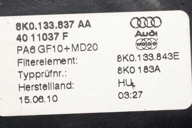 Luftfilterboks til Audi A4 2007-2014 (Type IV) (B8) (B8) (VAG|8K0 133 837 AA|)