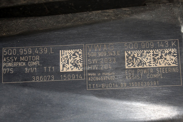 Tannstang elektrisk til VW Passat 2015-2019 (Fase 1) (B8) (B8) (VAG|3Q1 423 050 P|5Q0 909 143 K. MERKNAD|)