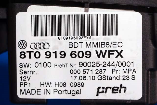 Bilstereo navigasjon betjeningspanel til Audi A4, Allroad 2009-2016 (Type I) (B8) (B8) (VAG|8T0 919 609 WFX|)