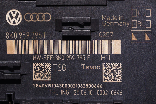 Styreenhet dør høyre bak til Audi A4, Allroad 2009-2016 (Type I) (B8) (B8) (VAG|8K0 959 795 F|)
