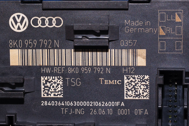 Styreenhet dør høyre foran til Audi A4, Allroad 2009-2016 (Type I) (B8) (B8) (VAG|8K0 959 792 N|)