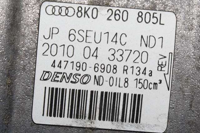 Aircondition kompressor til Audi A4, Allroad 2009-2016 (Type I) (B8) (B8) (DENSO|447190-6908|8K0 260 805 L|)