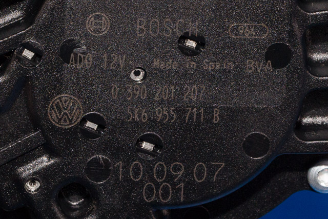 Viskermotor bakrute til VW Polo 2009-2014 (Type V, Fase 1) (BOSCH|0 390 201 207|5K6 955 711 B|)