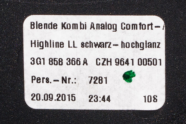 Dashbord diverse til VW Passat 2015-2019 (Fase 1) (B8) (B8) (VAG|3G1 858 366 A|)