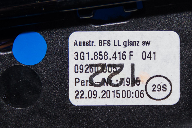 Dashbord friskluftdyse høyre til VW Passat 2015-2019 (Fase 1) (B8) (B8) (VAG|3G1 858 416 F|)