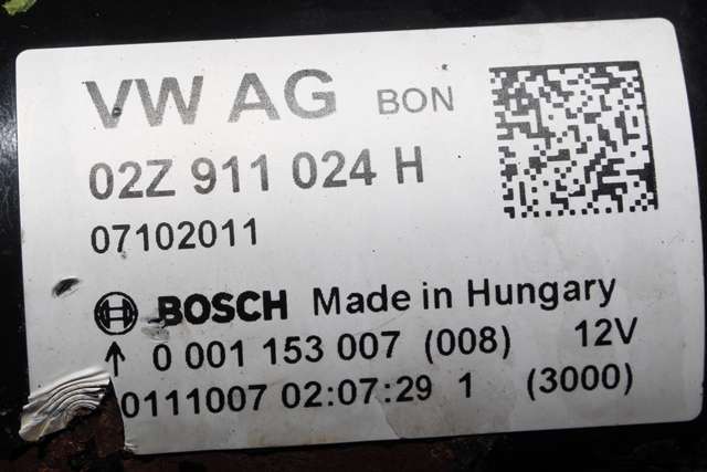 Starter diesel til VW Passat 2011-2015 (B7) (B7) (BOSCH|0 001 153 007|02Z 911 024 H|)