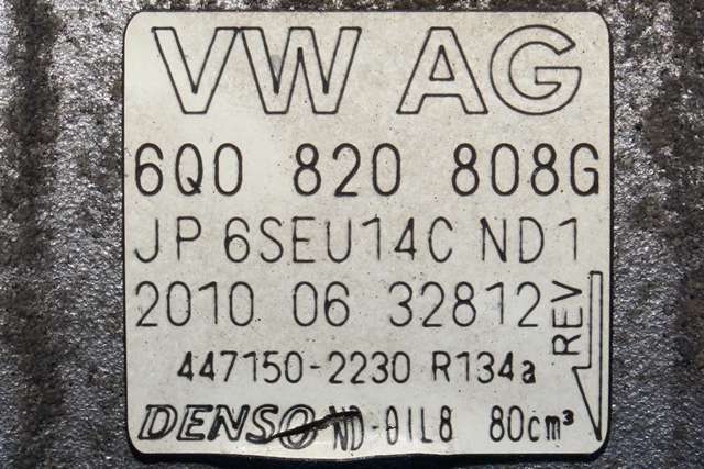 Aircondition kompressor til VW Polo 2009-2014 (Type V, Fase 1)  (DENSO|447150-2230|6Q0 820 808 G|)