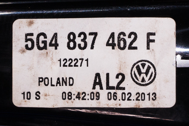 Ruteheis høyre foran til VW Golf VII 2012-2017 (Fase 1) (VAG|5G4 837 462 F|)