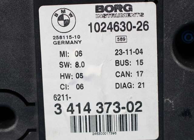 Instrumentpanel til BMW X3 2003-2006 (Fase 1) (E83) (E83) (BORG|1024630-26|3 414 373|)