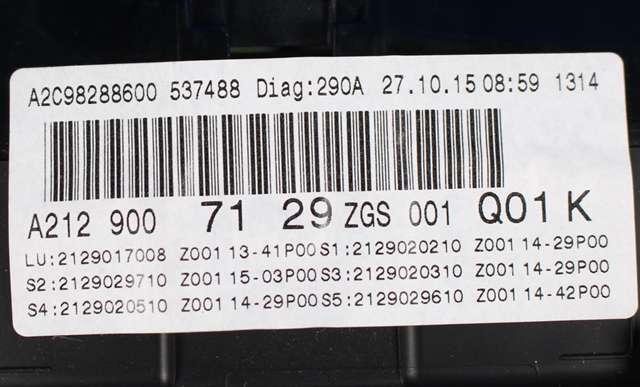 Instrumentpanel til Mercedes E-Klasse 2013-2016 (Fase 2) (W212) (W212) (VDO|A2C53435305|A 212 900 71 29|)