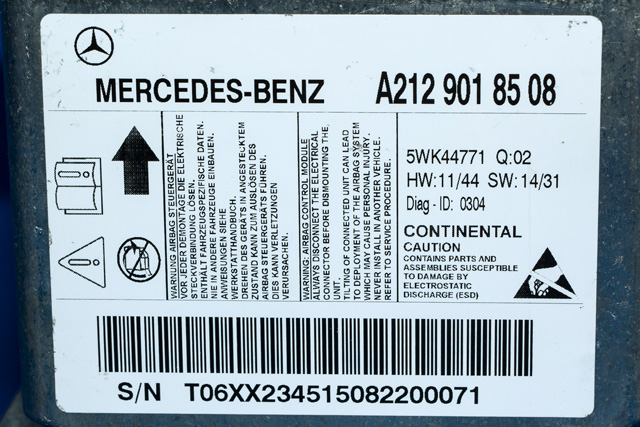Styreenhet airbag hovedsensor til Mercedes E-Klasse 2013-2016 (Fase 2) (W212) (W212) (MERCEDES|A 212 901 85 08|)
