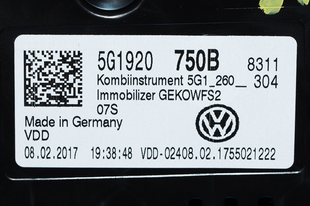 Instrumentpanel til VW Golf VII 2017-2020 (Fase 2)  (VAG|5G1 920 750 B|)