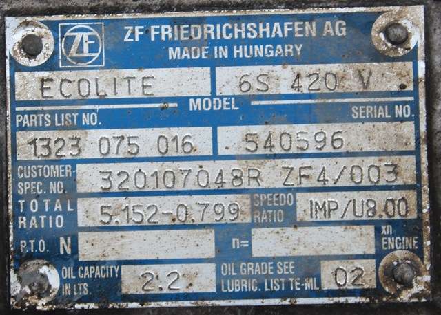 Girkasse manuell 6-trinn til Renault Master 2010-2013 (Type III, Fase 1) (ZF|1323 075 016|3201 07048R|)