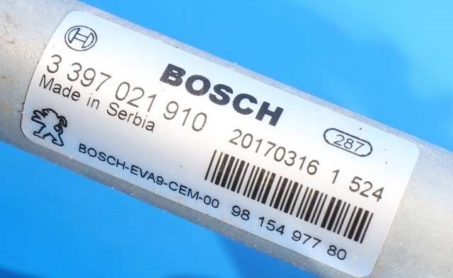 Viskermotor frontrute komplett m/overføring til Citroën C3 2016-->> (Type III)  (BOSCH|0 390 241 589|98 154977 80|)