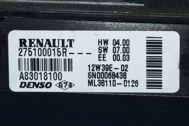 Varmeapparat betjening til Renault Master 2010-2013 (Type III, Fase 1)  (RENAULT|2751 00015R|)