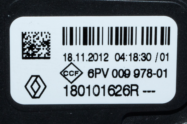 Pedal gass til Renault Master 2010-2013 (Type III, Fase 1)  (HELLA|6PV 009 978-01|1801 01626R|)