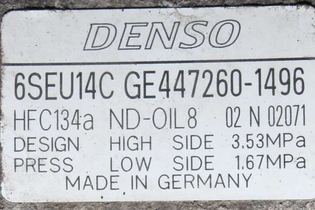 Aircondition kompressor til Toyota Avensis 2009-2015 (Type III, Fase 1)  (DENSO|447260-1496|)