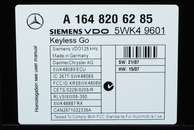 Styreenhet nøkkelfri/keyless til Mercedes GL 2006-2012 (X164) (X164) (MERCEDES|A 164 820 62 85|)