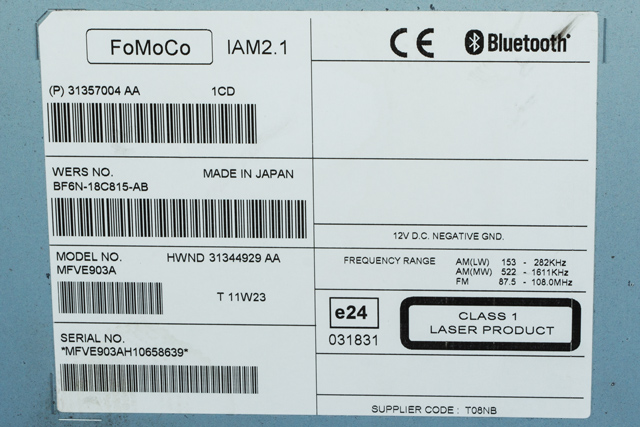 Bilstereo til Volvo V70 2007-2013 (Type III, Fase 1) (VOLVO|31357004|BF6N-18C815-AB|)
