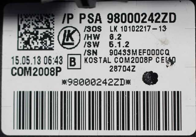 Bryter combi til Peugeot 508 2011-2014 (Type I, Fase 1) (PEUGEOT|98 000242 ZD|)
