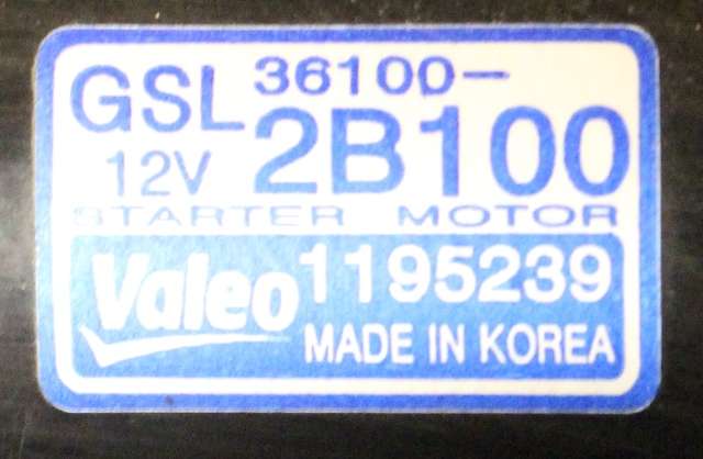Starter til Hyundai i20 2009-2014 (Type I)  (VALEO|1195239|36100-2B100|)