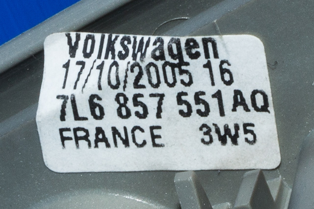 Solskjerm venstre til VW Touareg 2003-2007 (Type I, Fase 1)  (VAG|7L6 857 551 AQ|)