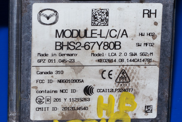 Styreenhet diverse til Mazda 3 2013-2016 (Type III, Fase 1) (HELLA|6PZ 011 045-23|BHS2-67Y80B|)