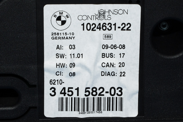 Instrumentpanel til BMW X3 2007-2010 (Fase 2) (E83) (E83) (JOHNSON|1024631-22|62.10-3 451 582|)