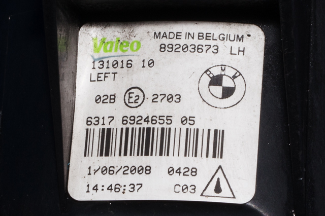 Tåkelykt venstre foran til BMW X3 2007-2010 (Fase 2) (E83) (E83) (VALEO|89203673|63.17-6 924 655|)