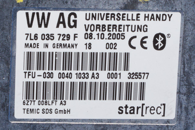Styreenhet bluetooth til VW Touareg 2003-2007 (Type I, Fase 1)  (VAG|7L6 035 729 F|)