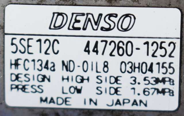 Aircondition kompressor til Toyota RAV4 2006-2009 (Type III, Fase 1)  (DENSO|447260-1252|)