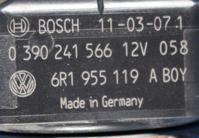 Viskermotor frontrute komplett m/overføring til VW Polo 2009-2014 (Type V, Fase 1) (BOSCH|0 390 241 566|6R1 955 199 A|)