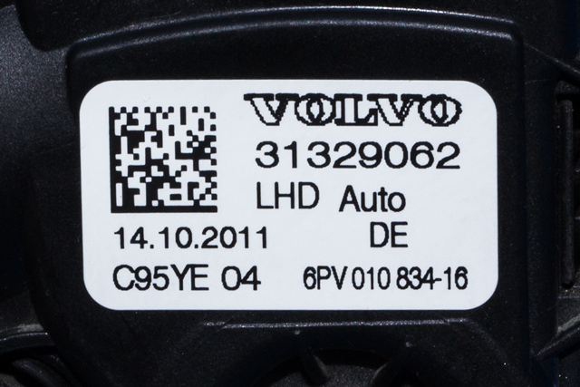 Pedal gass til Volvo XC60 2008-2013 (Type I, Fase 1) (HELLA|6PV 010 834-16|31329062|)