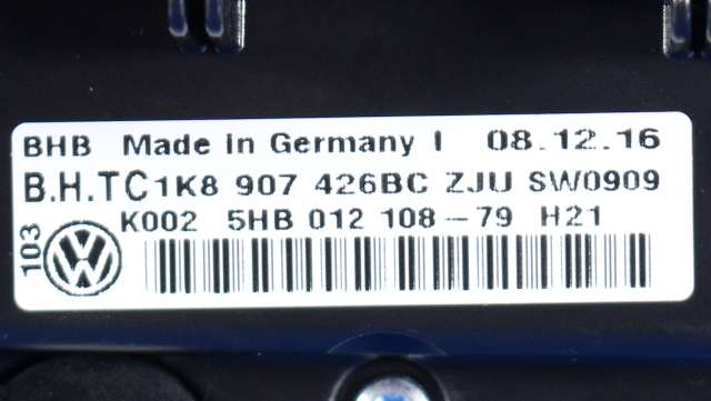 Varmeapparat betjening til VW Caddy 2015-2020 (Type III, Fase 3)  (HELLA|5HB 012 108-79|1K8 907 426 BC|)