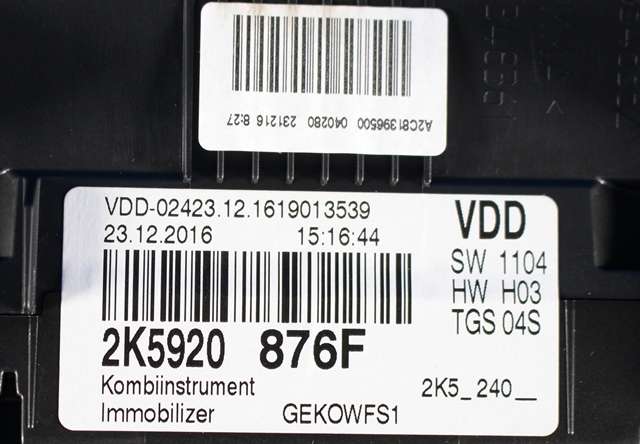 Instrumentpanel til VW Caddy 2015-2020 (Type III, Fase 3) (VAG|2K5 920 876 F|)