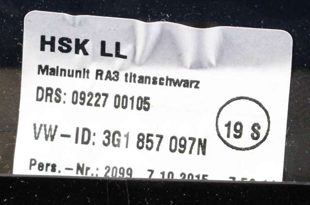 Hanskerom til VW Passat 2015-2019 (Fase 1) (B8) (B8) (VAG|3G1 857 097 N|)