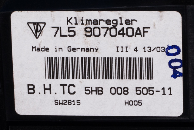 Varmeapparat betjening til Porsche Cayenne 2002-2006 (Fase 1) (9PA) (9PA) (HELLA|5HB 008 505-11|7L5 907 040 AF|)