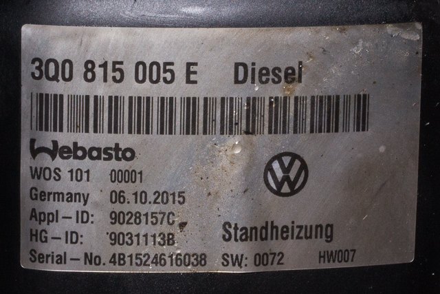 Dieselvarmer til VW Passat 2015-2019 (Fase 1) (B8) (B8) (VAG|3Q0 815 005 E|)