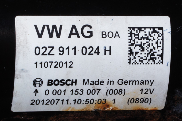 Starter diesel til VW Passat 2011-2015 (B7) (B7) (BOSCH|0 001 153 007|02Z 911 024 H|)