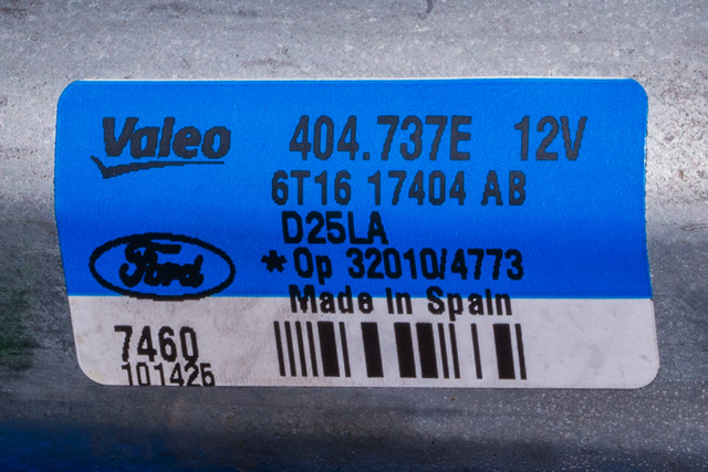 Viskermotor bakrute venstre til Ford Transit Connect 2009-2013 (Type I, Fase 2)  (FORD|6T16-17404-AB|)