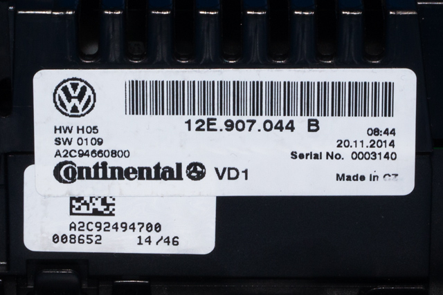 Varmeapparat betjening til VW E-Up 2013-2019  (VAG|12E 907 044 B|)